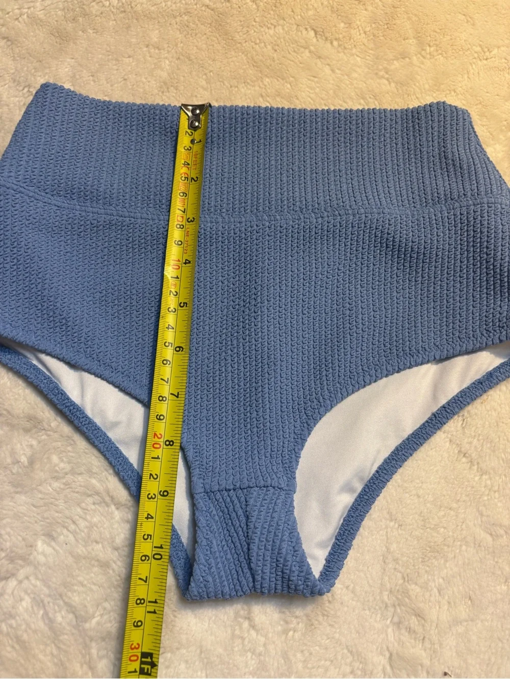 New PINK Victorias Secret Bikini Bottom Small Blue Crinkle Texture Cheeky Shorty